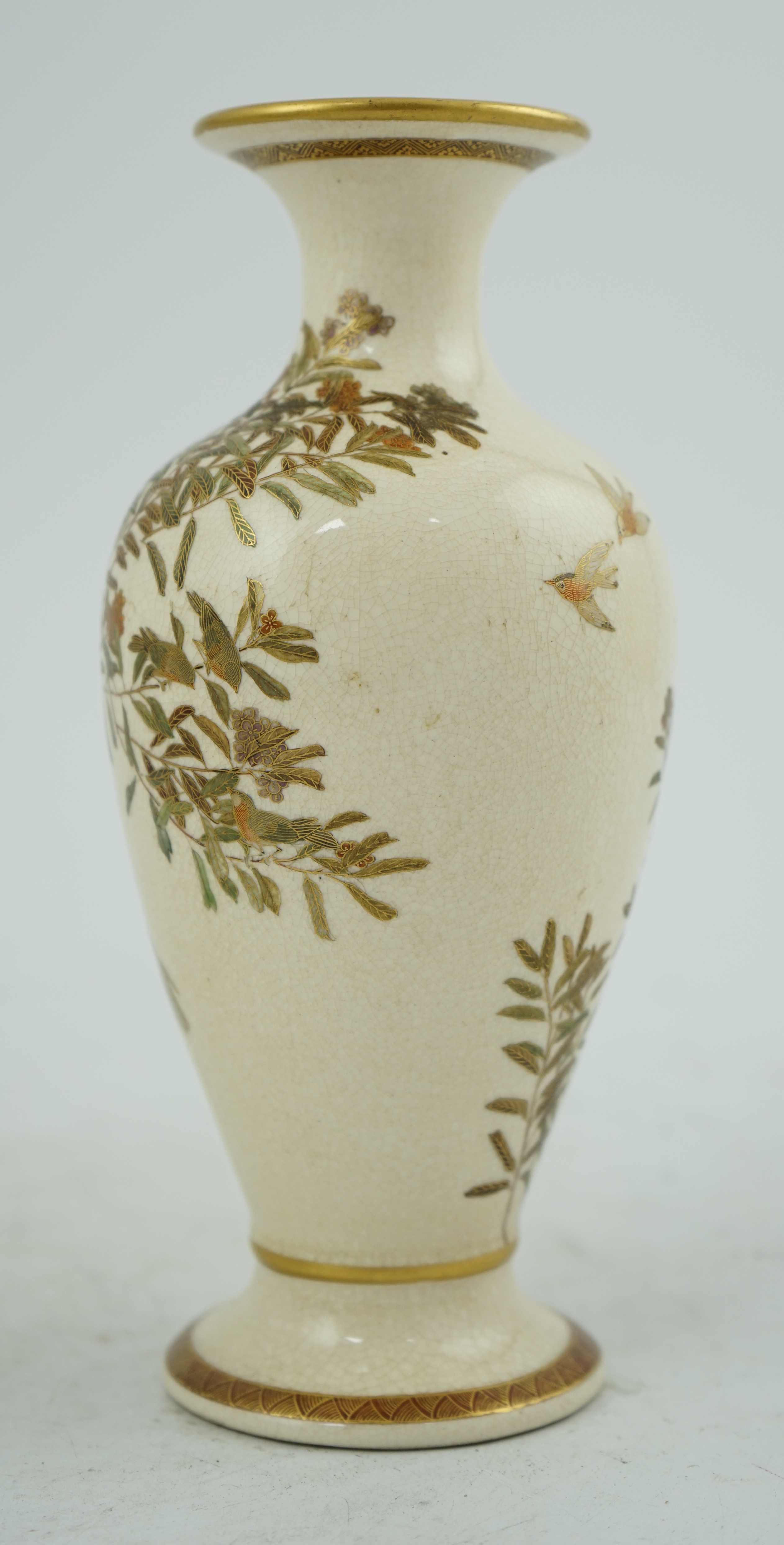 A Japanese Satsuma 'egrets' baluster vase, by Kinkozan, Meiji period